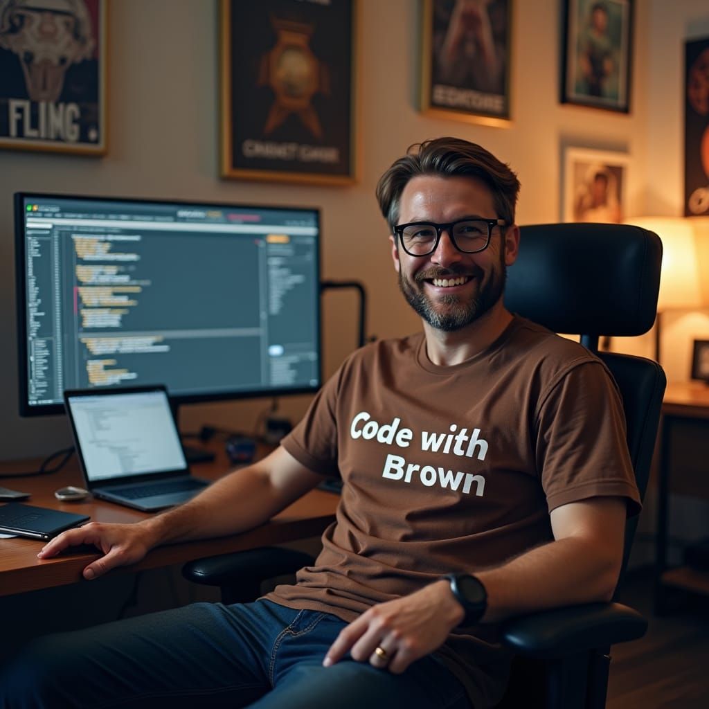 Coding Office Scene in Futuristic Minimalist Style