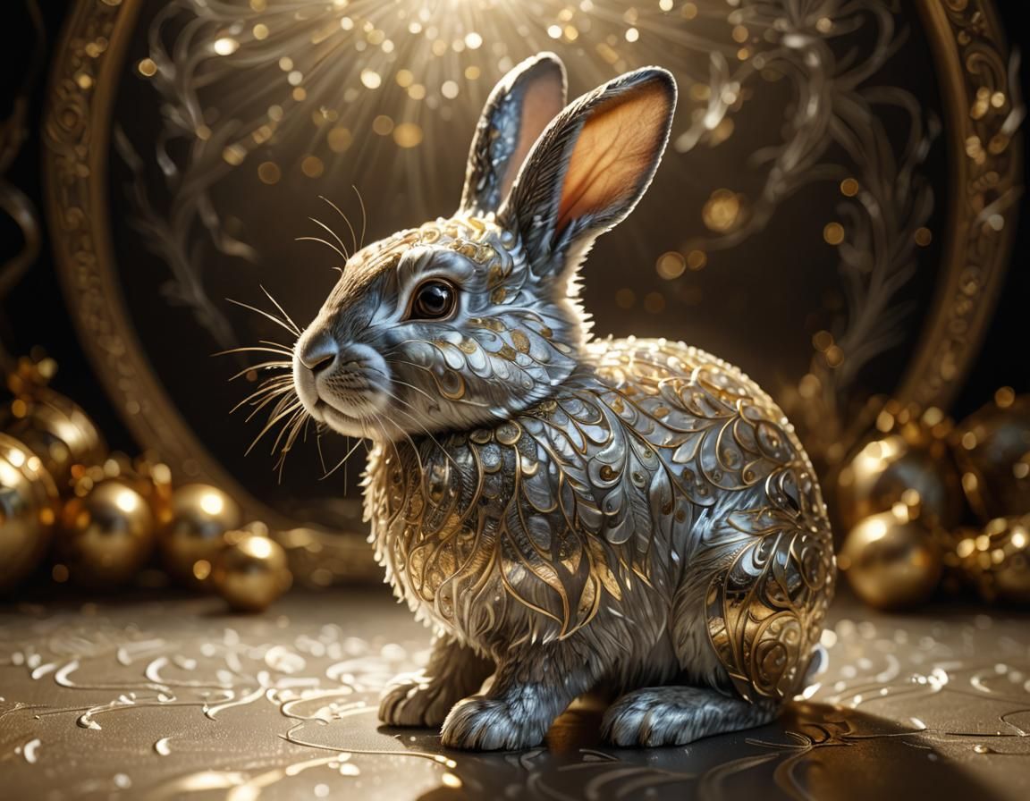 Etched Glass Rabbit: A Macro Photorealistic Still Life