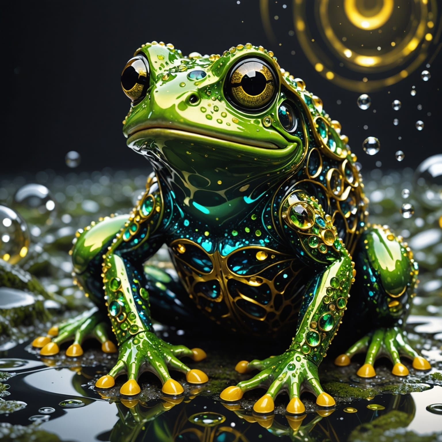 Crystal Frog Masterpiece in Fluxus Kinetic Pointillism