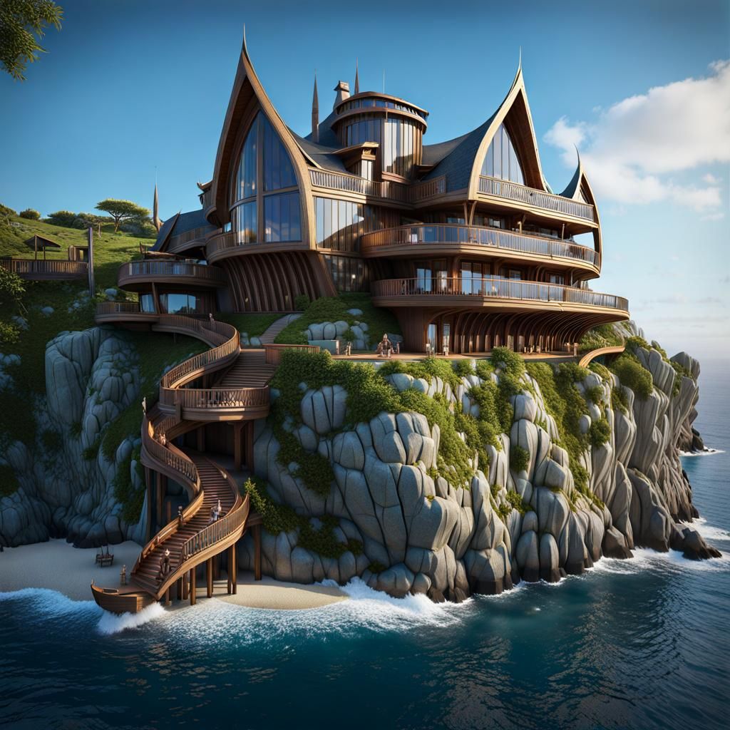 Ocean Cliff Mansion Inspired by Viking Boats