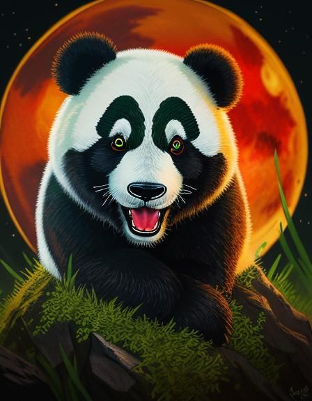 Stunning laughing Celtic lovely panda entirely covered with ...