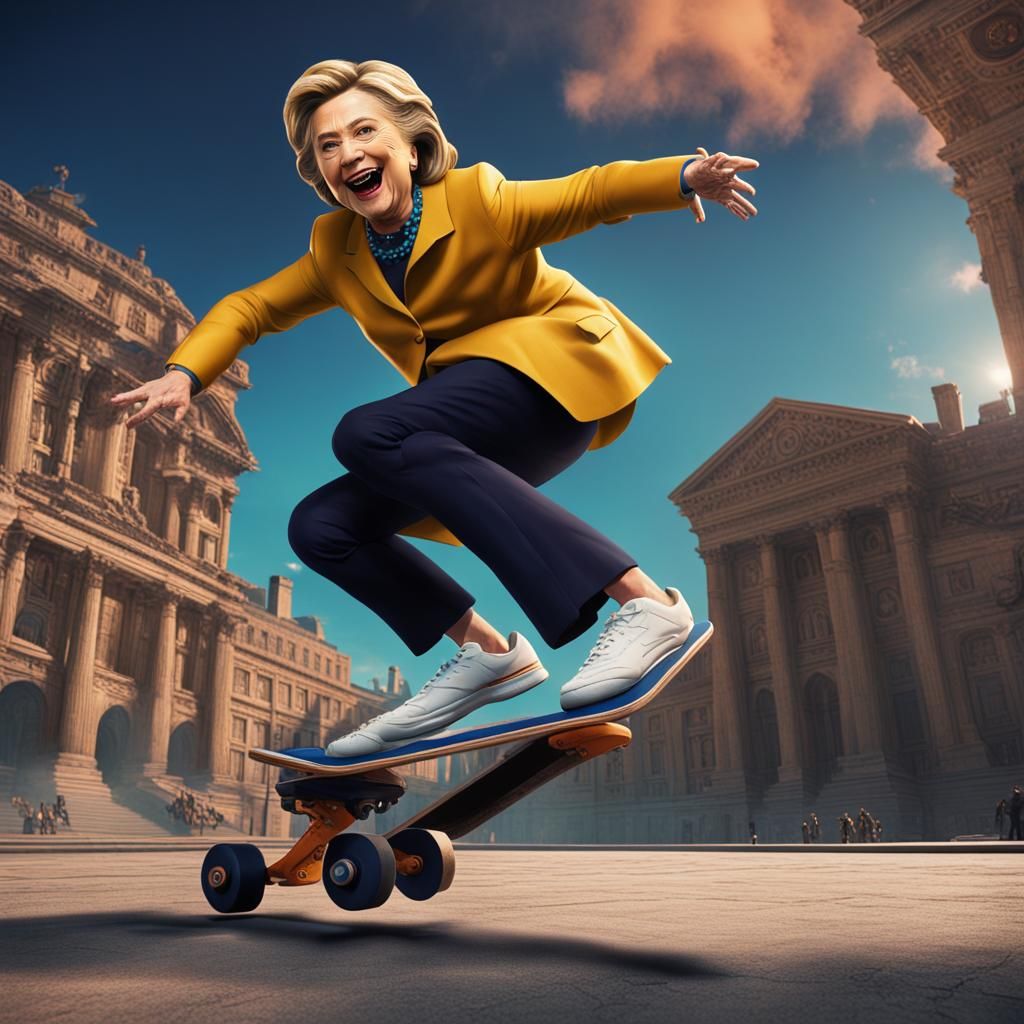 Hillary Clinton Kickflip: Detailed Matte Painting