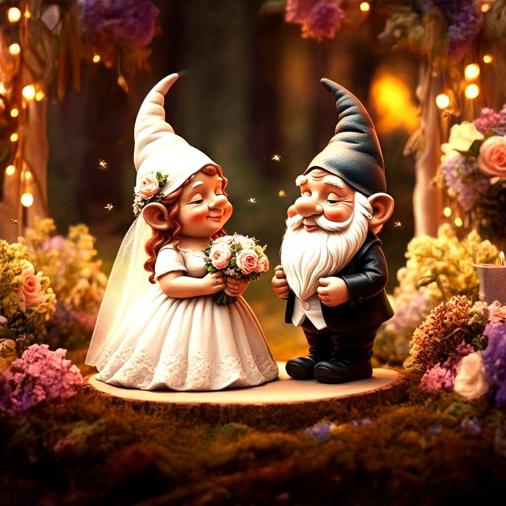 Gnome Wedding in Enchanted Forest: Fauvist Expressionism