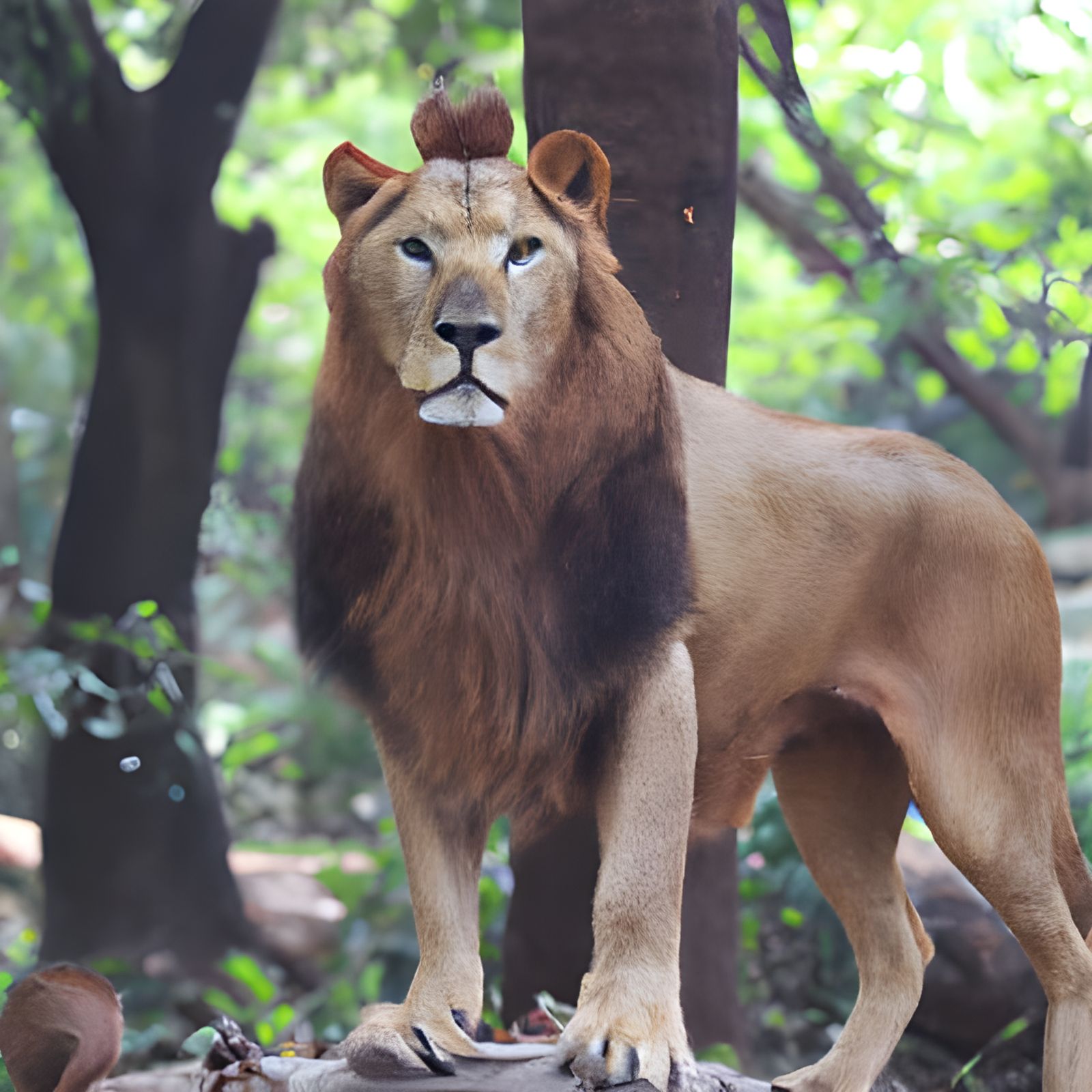 Majestic Lion Portrait in Jungle Setting