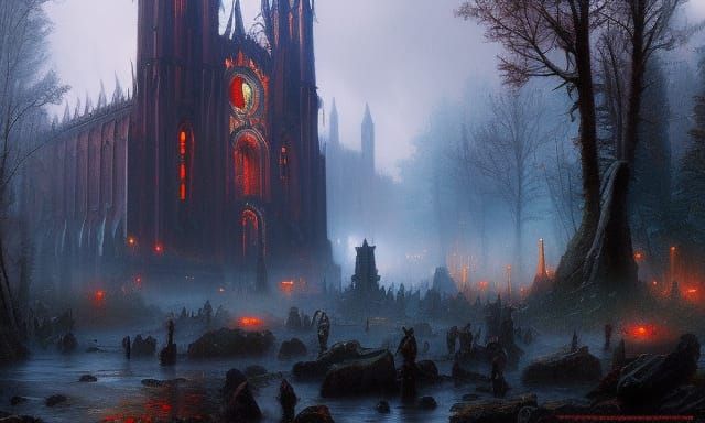 Pagan Cathedral in Dark Fantasy Style