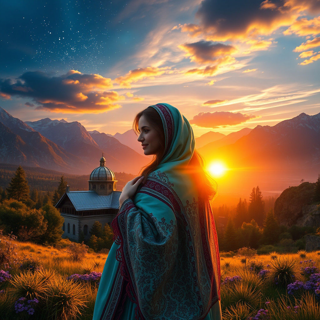 Jewish Couple in Montana Landscape, Digital Art