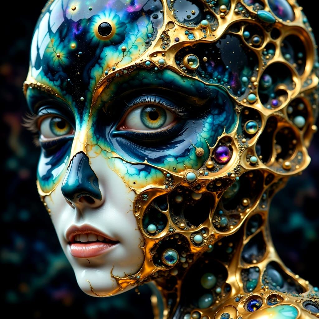 Hyper-Realistic Female Alien Entity in Mysterious Setting