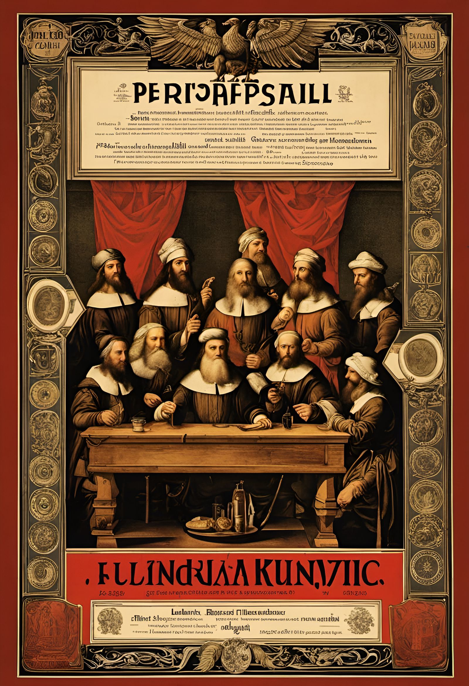 Perforated Company Poster in Renaissance Style