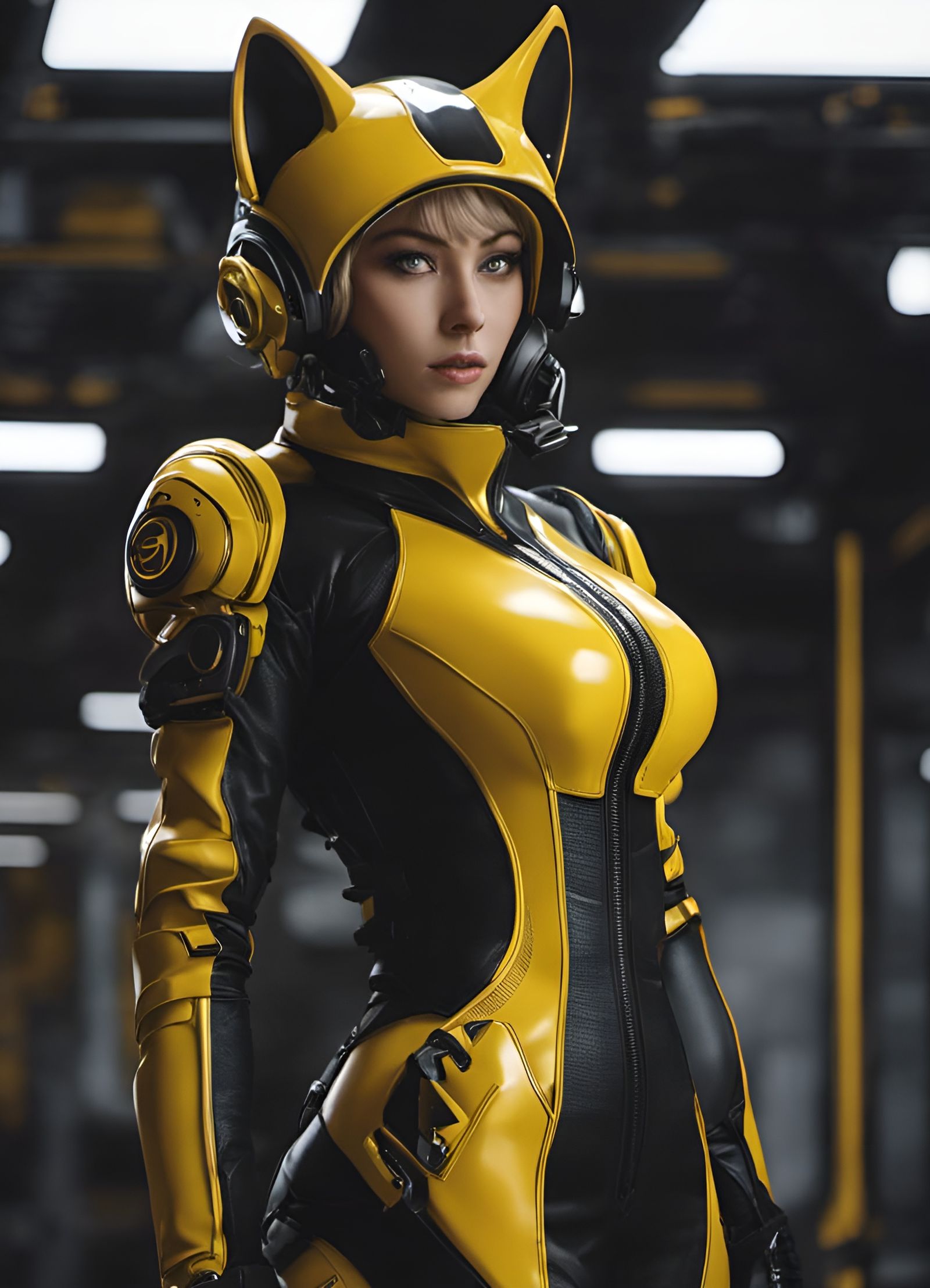 Anthropomorphic Cat in Yellow and Black Outfit