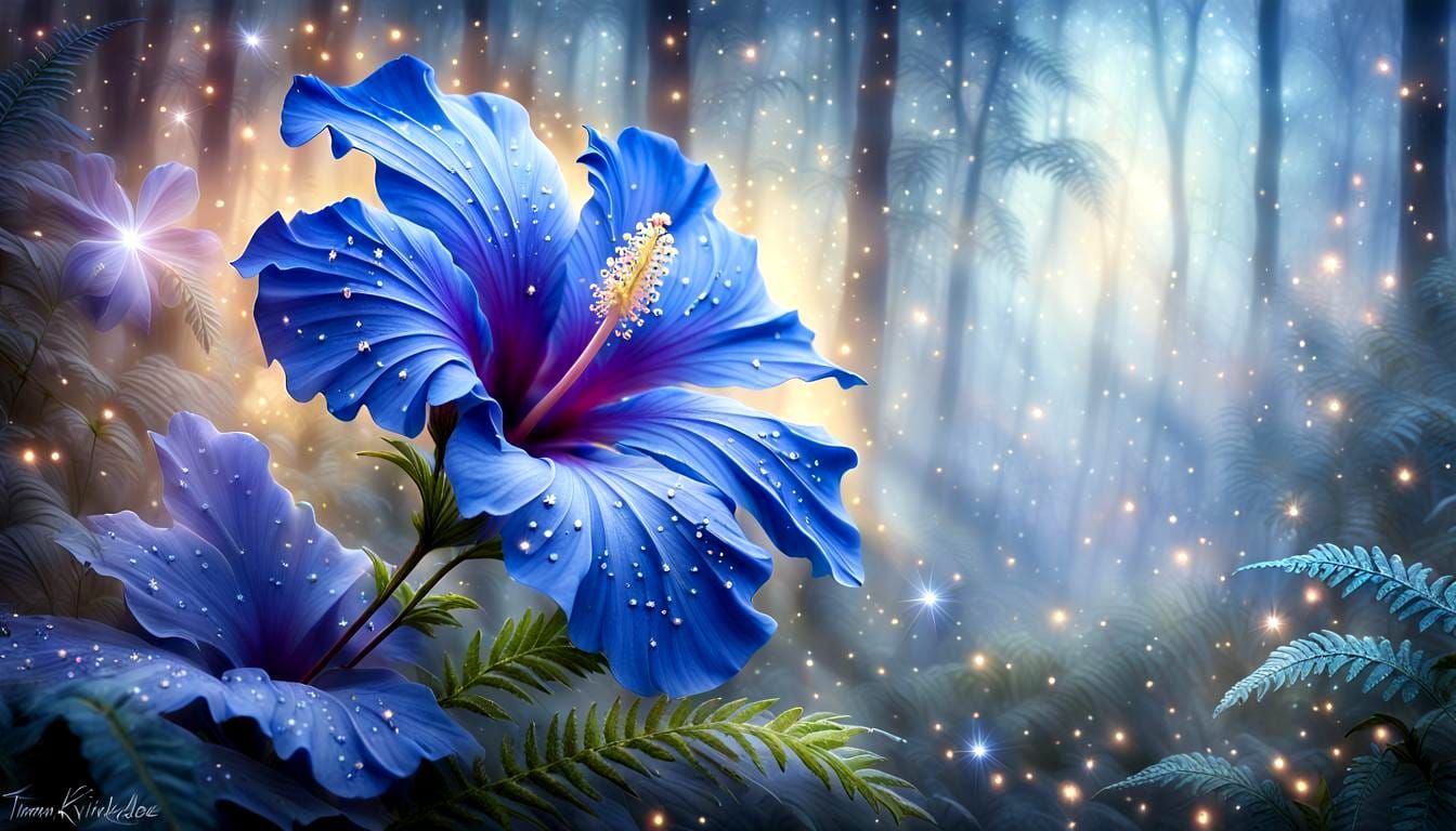 Ethereal Blue Hibiscus with Star Petals