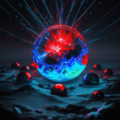 Molten Glass Inferno with Icy Blue Mist