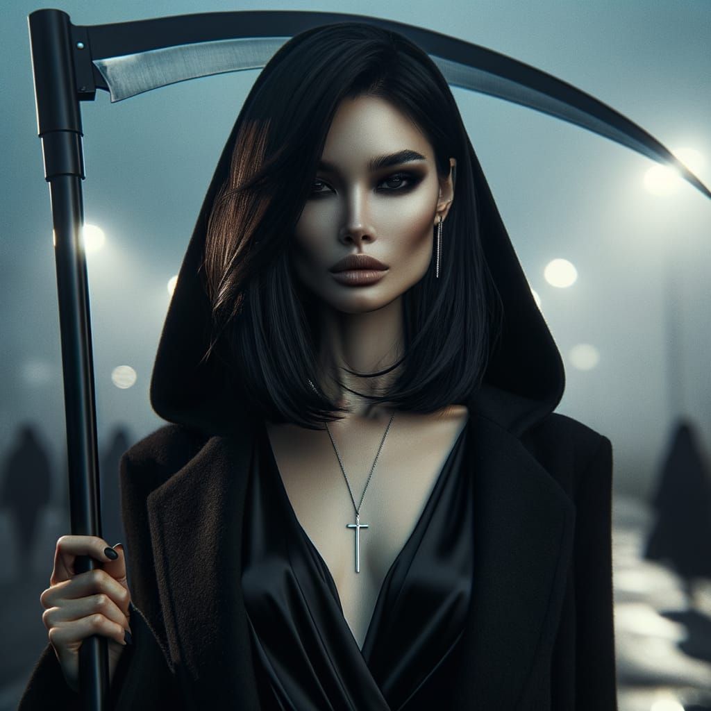 Elegant Angel of Death in Dark Matte Style