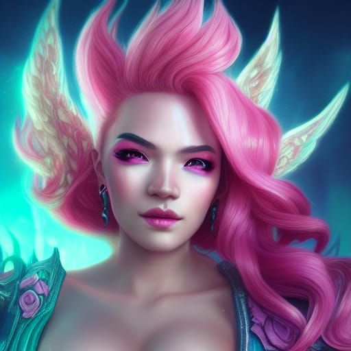A portrait of Vi from League of Legends