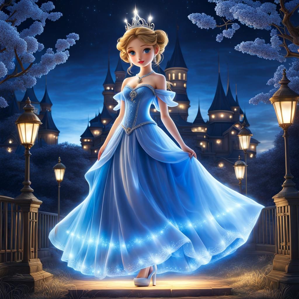 Princess in Glow-blue Dress... (Evolved - Cartoon Style)