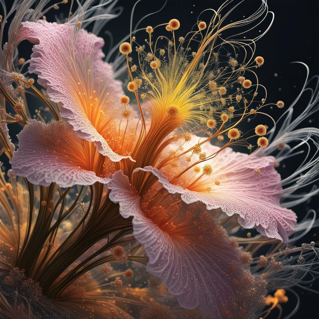 Cubist Floral Arrangement with Fractal Details