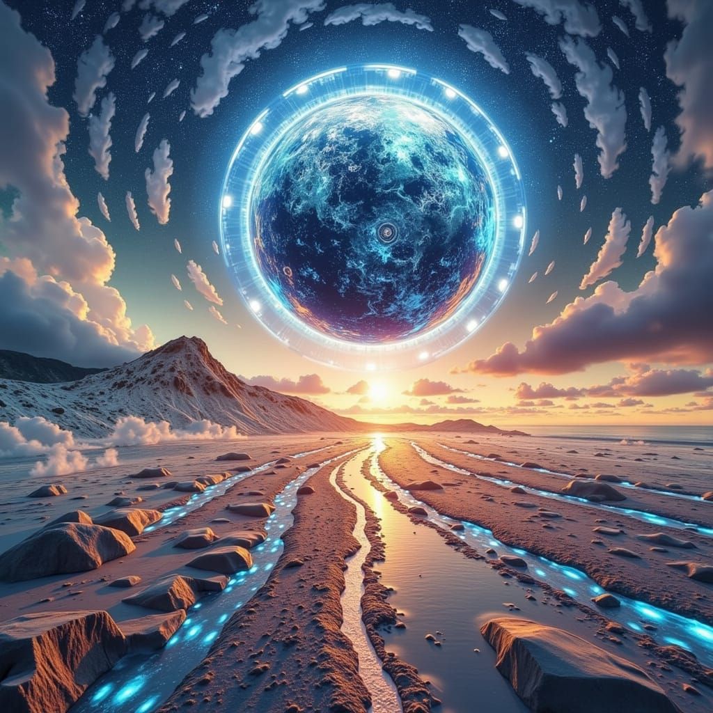 Woman and Giant Clock in Impressionistic Style