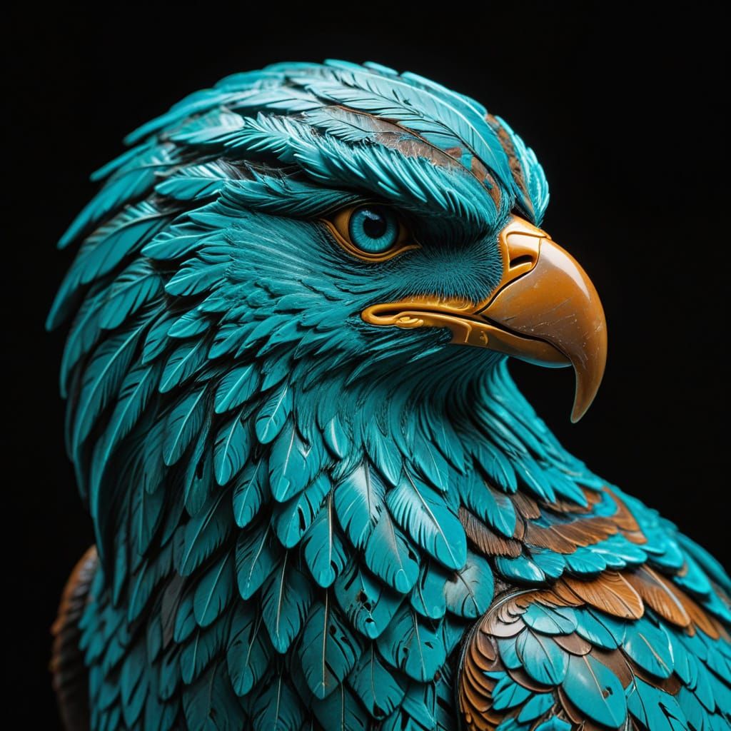 Turquoise Eagle Gemstone Carving in Macro