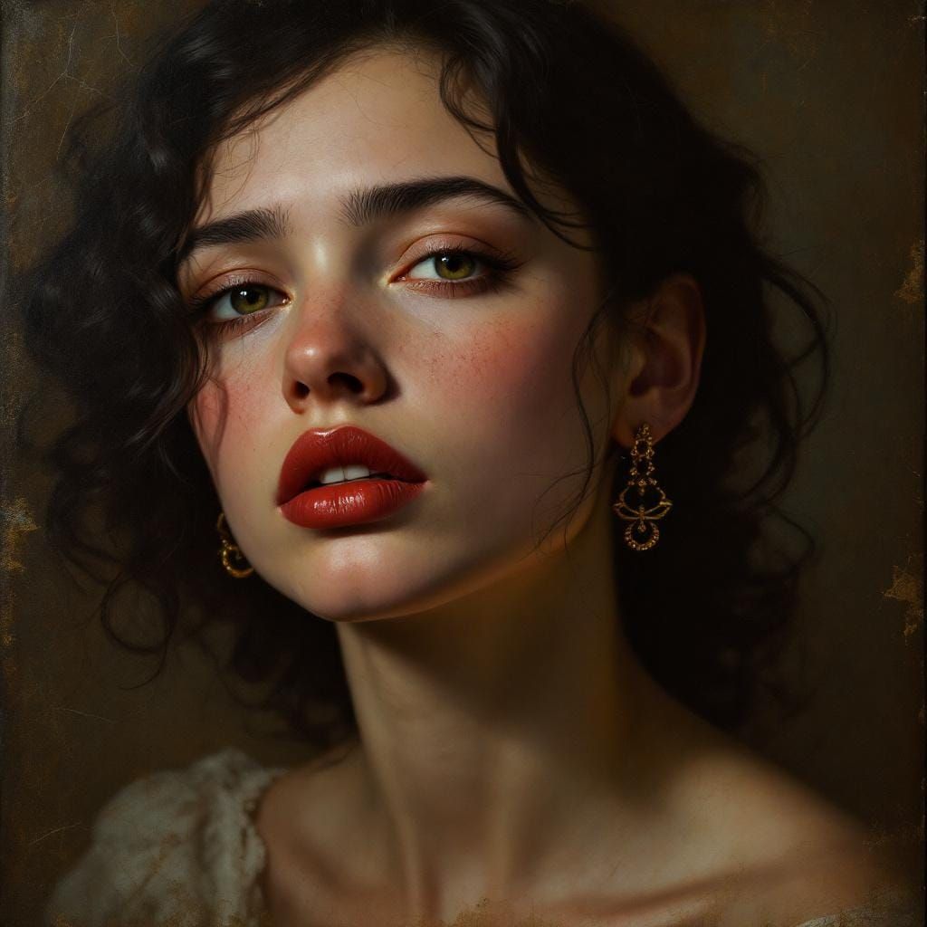 Melancholic Portrait in Baroque Hyperrealism