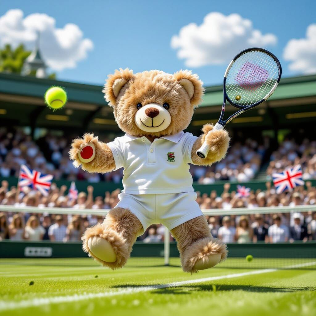 Teddy Bear Wins Wimbledon: Whimsical Digital Art