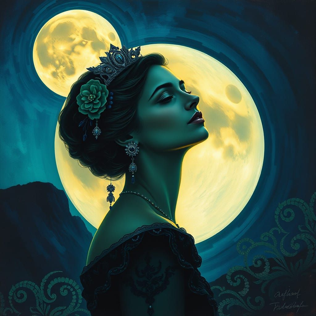 Dreamlike Moonlit Portrait in Vibrant Fauvist Colors