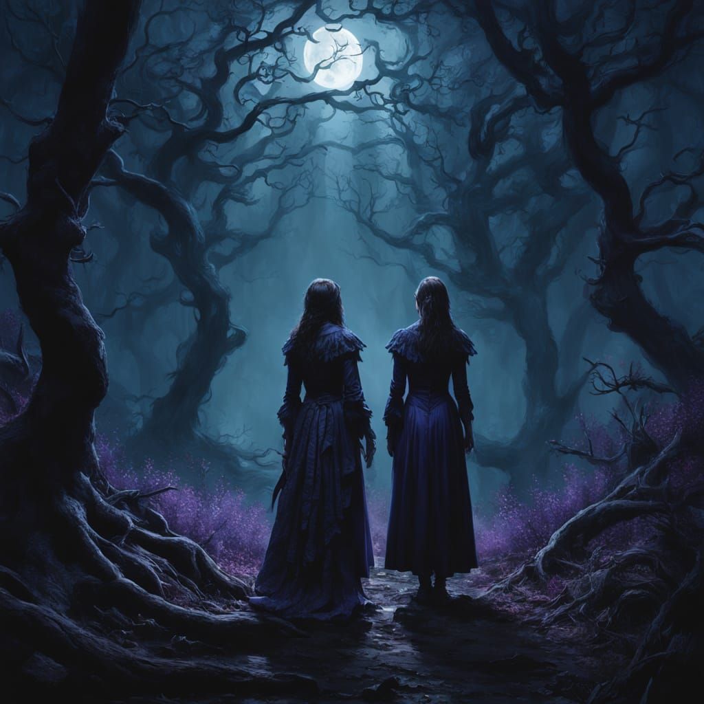 Carmilla and Laura in Dark Forest, Rutkowski Style