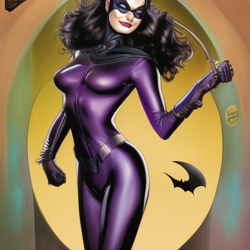 Catwoman in Purple Costume Comic Book Art