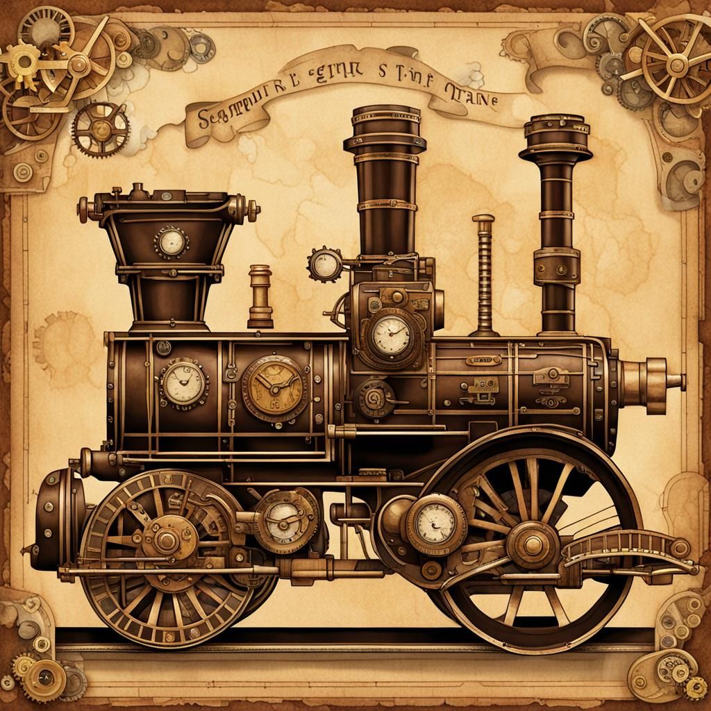 Steampunk Engine with Children's Paper Dolls
