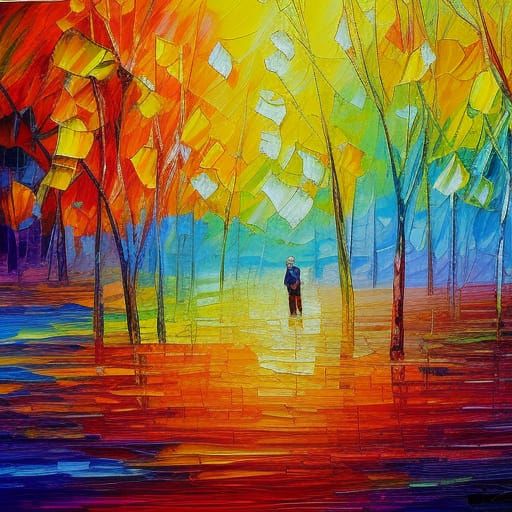 Colorful Expressionist Oil Painting in Impasto Style