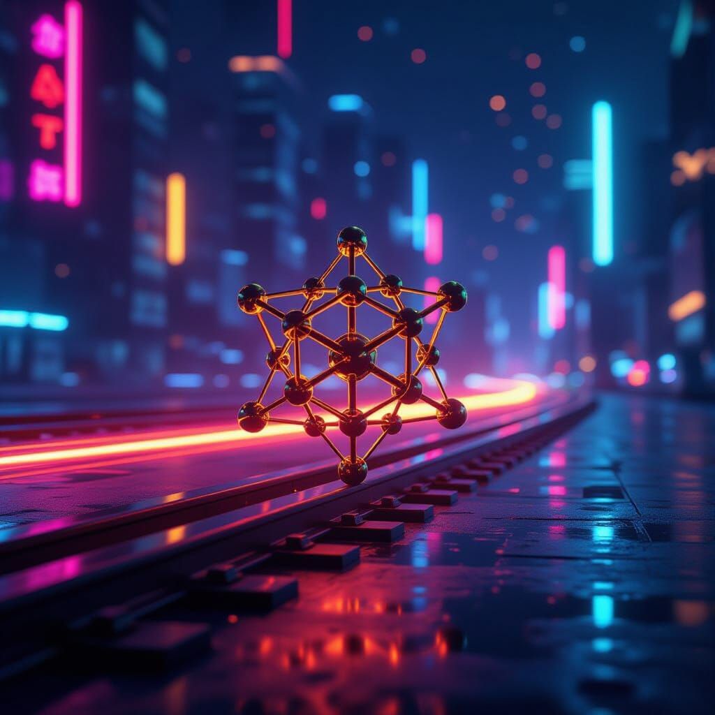 Gold Spike with Neon Lights in Futuristic Style