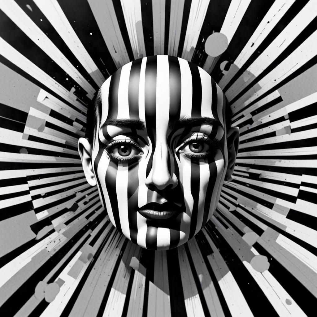 Optical Illusion Face in Geometric Bauhaus Style