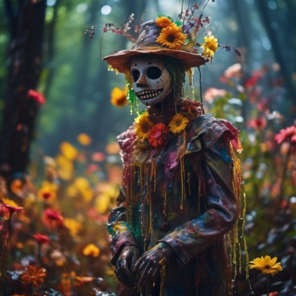 Enchanted Forest Scarecrow in Whimsical Style