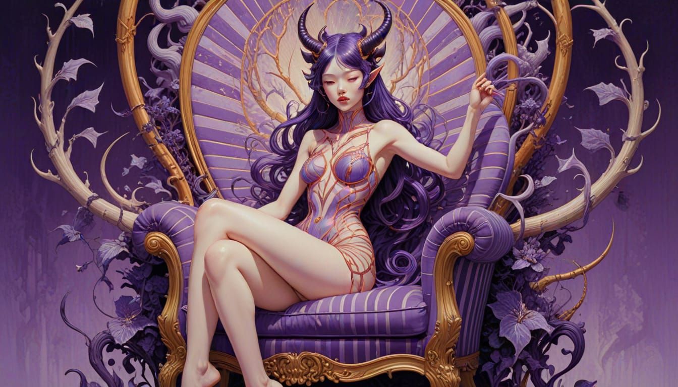 Devil in Striped Chair: Fairytale Digital Art