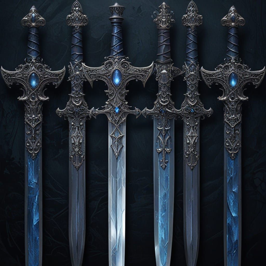 Gothic Vampire Swords with Glowing Moonstones