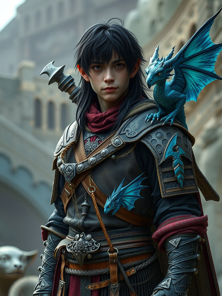 High Elf with Dragon Bow in Matte Painting Style