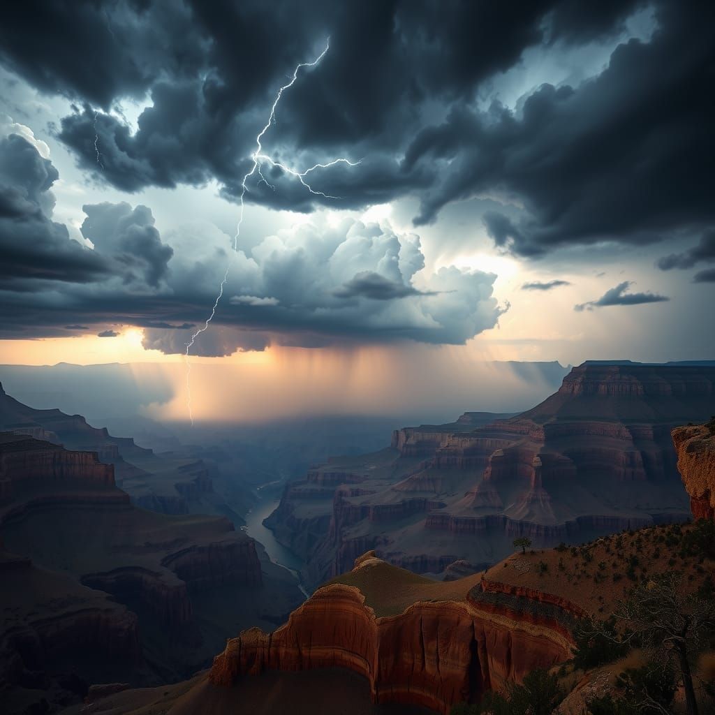 Grand Canyon Storm in Romantic Style