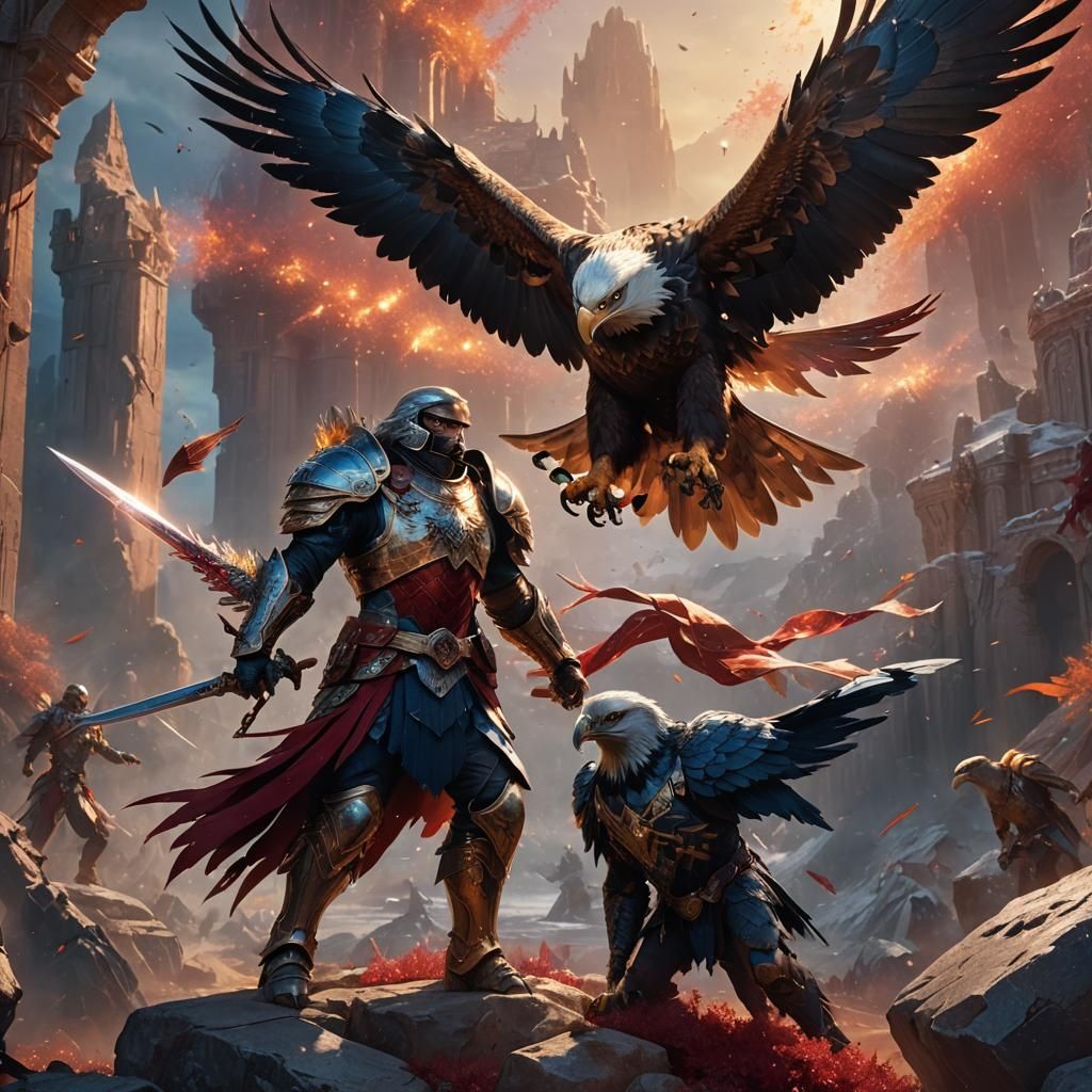 Eagles and Hawks in Crystal and Ruby Armor