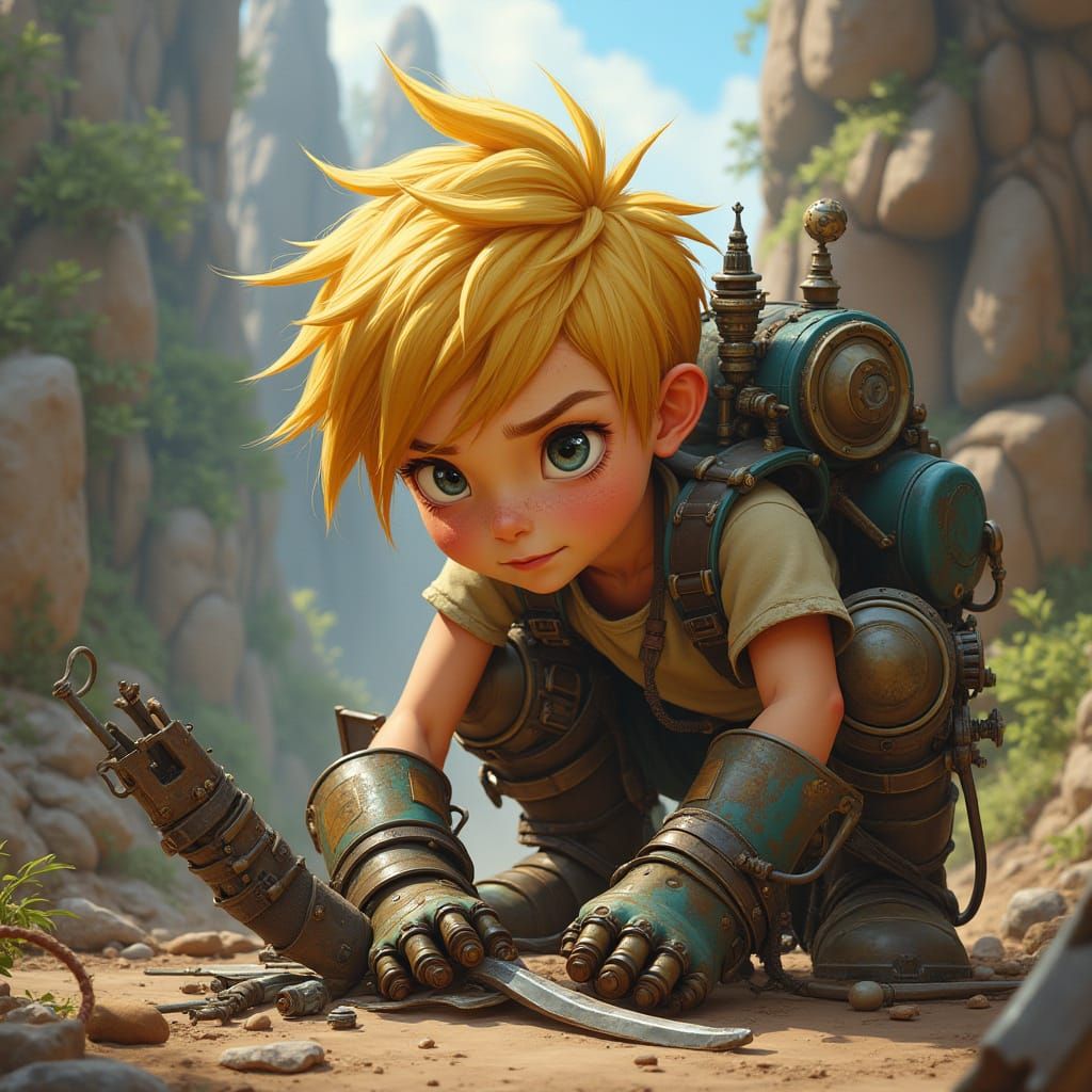 Teen Artificer and Battle Mech, Pixar Style