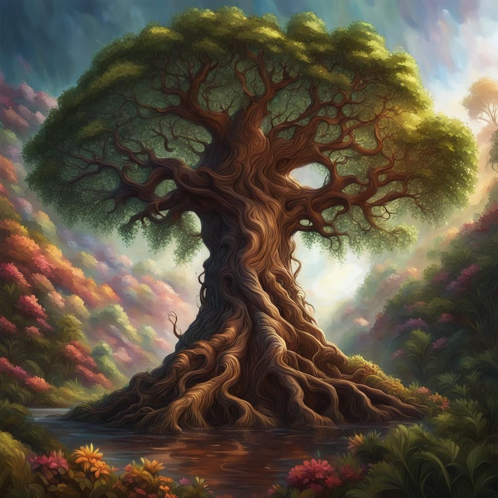 Majestic Tree of Life in Hyperrealistic Style