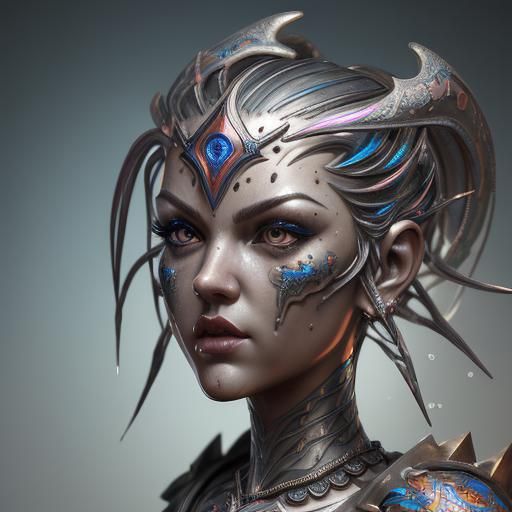 Hyperrealistic Metal Bobbleheads in Splash Art Style