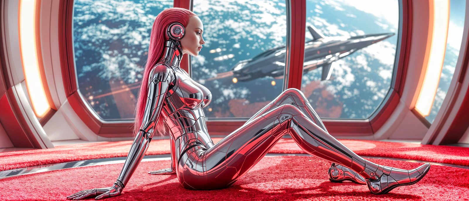 Sci-Fi Android Goddess in Metallic Hues