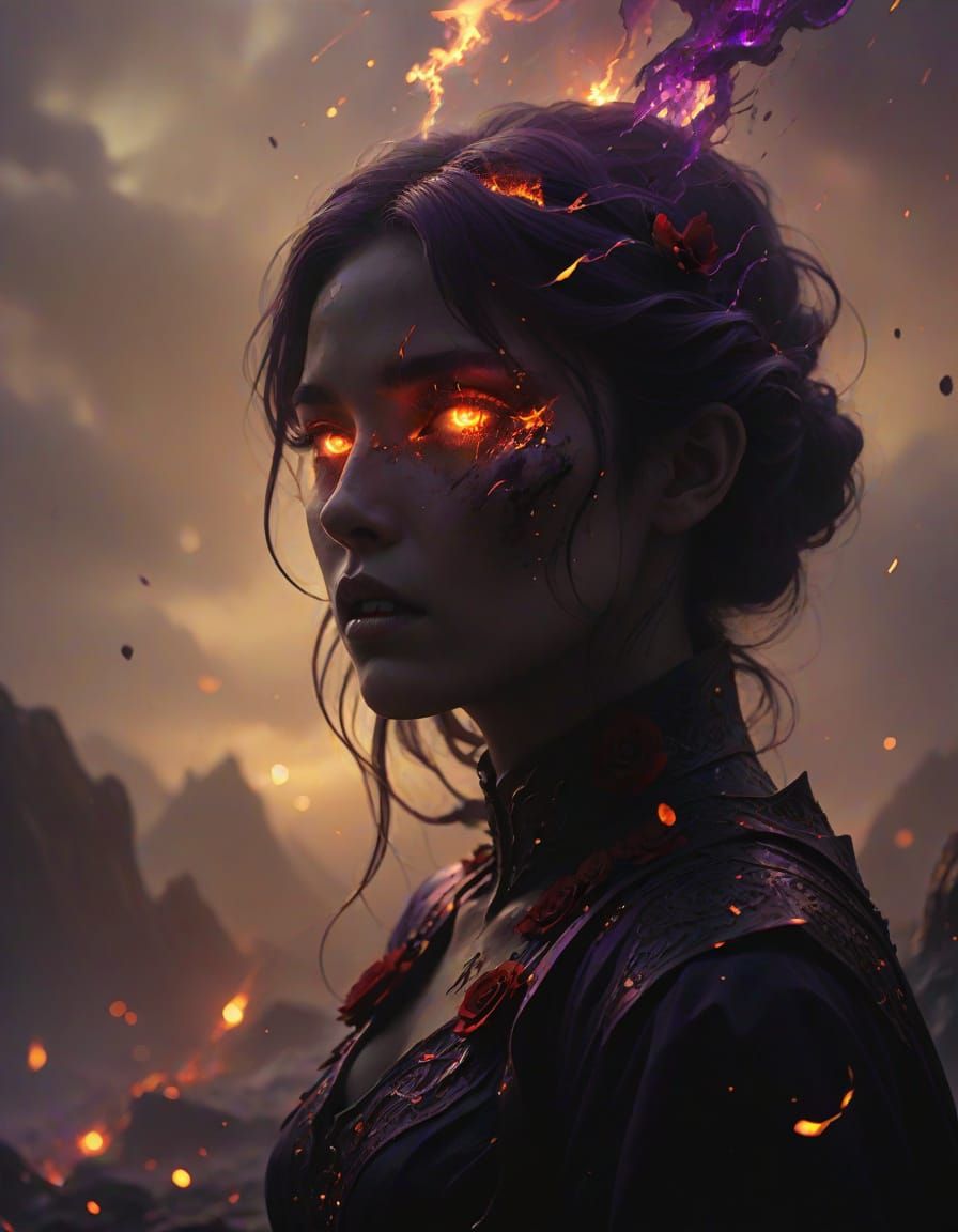 Cosmic Hero in Dimensional Destruction, 1980s Fantasy Art