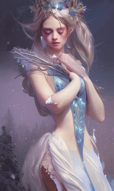 Winter Fairy Portrait in Fantasy Concept Art