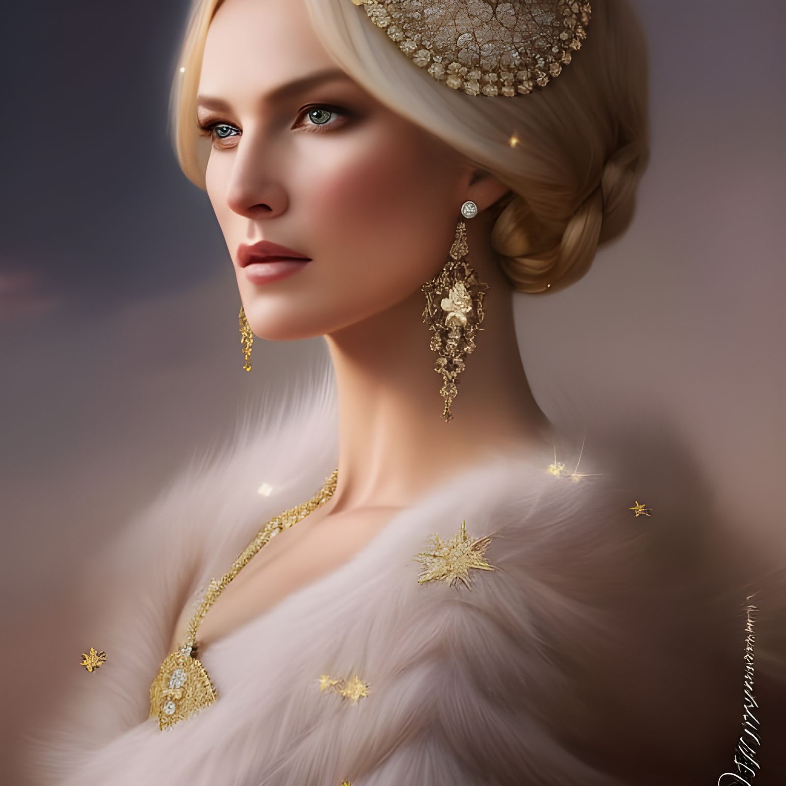 Star Goddess in Fairytale Gown with Diamond Stars