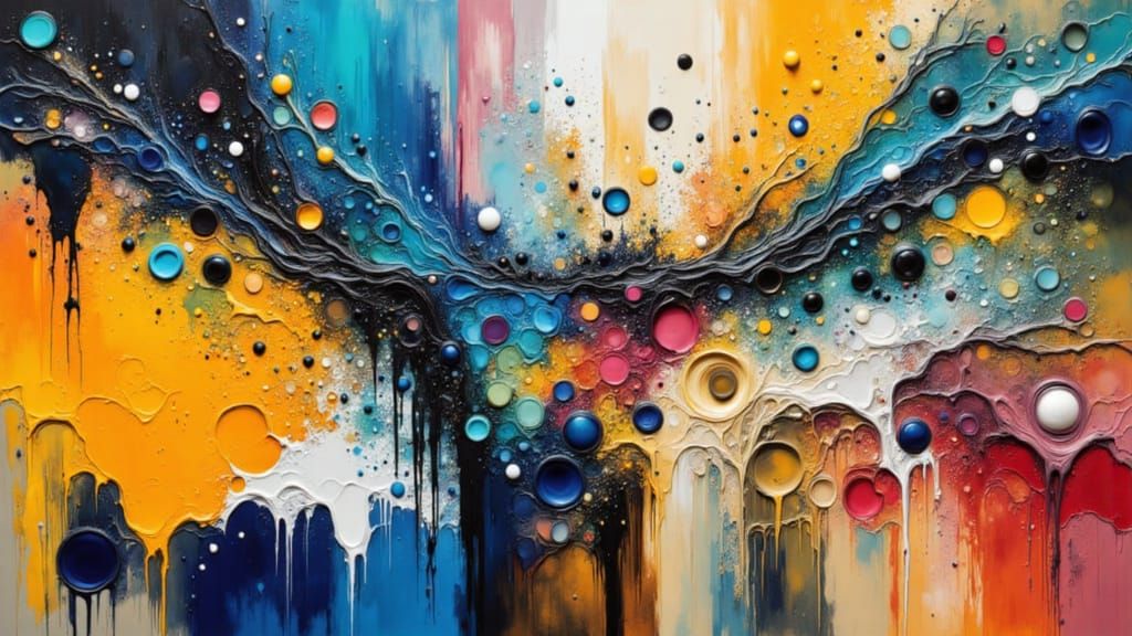 Vibrant Mixed Wet Paint Art with Bold Brushstrokes