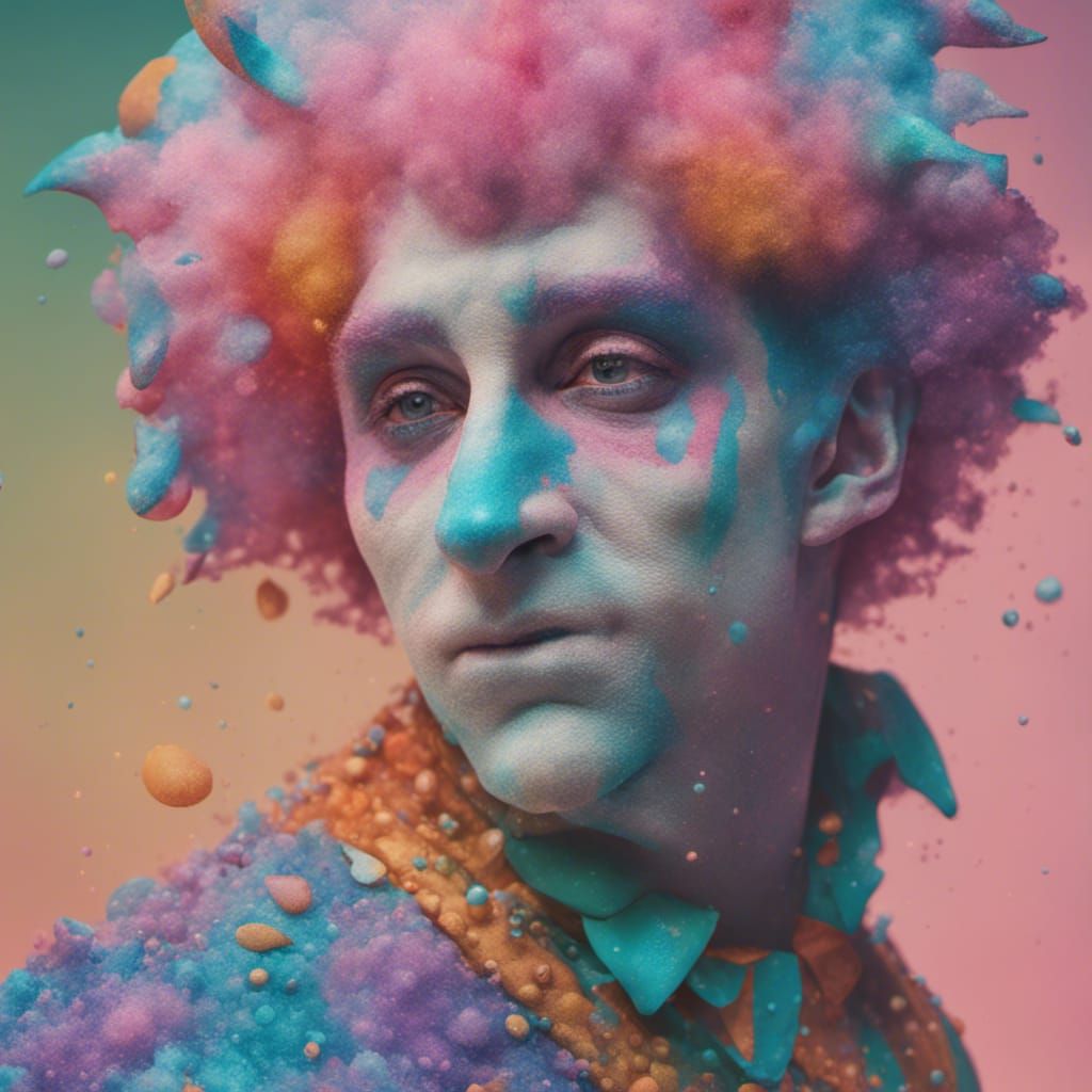 Colorful Court Jester in Pointillist Splash Art