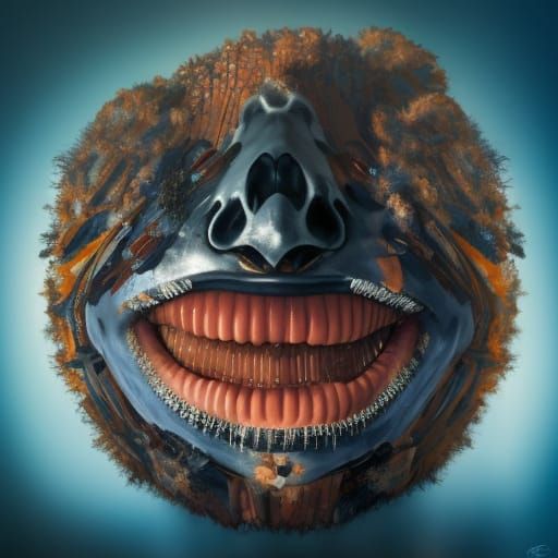 Living Globe with Teeth and Exploding Shadows