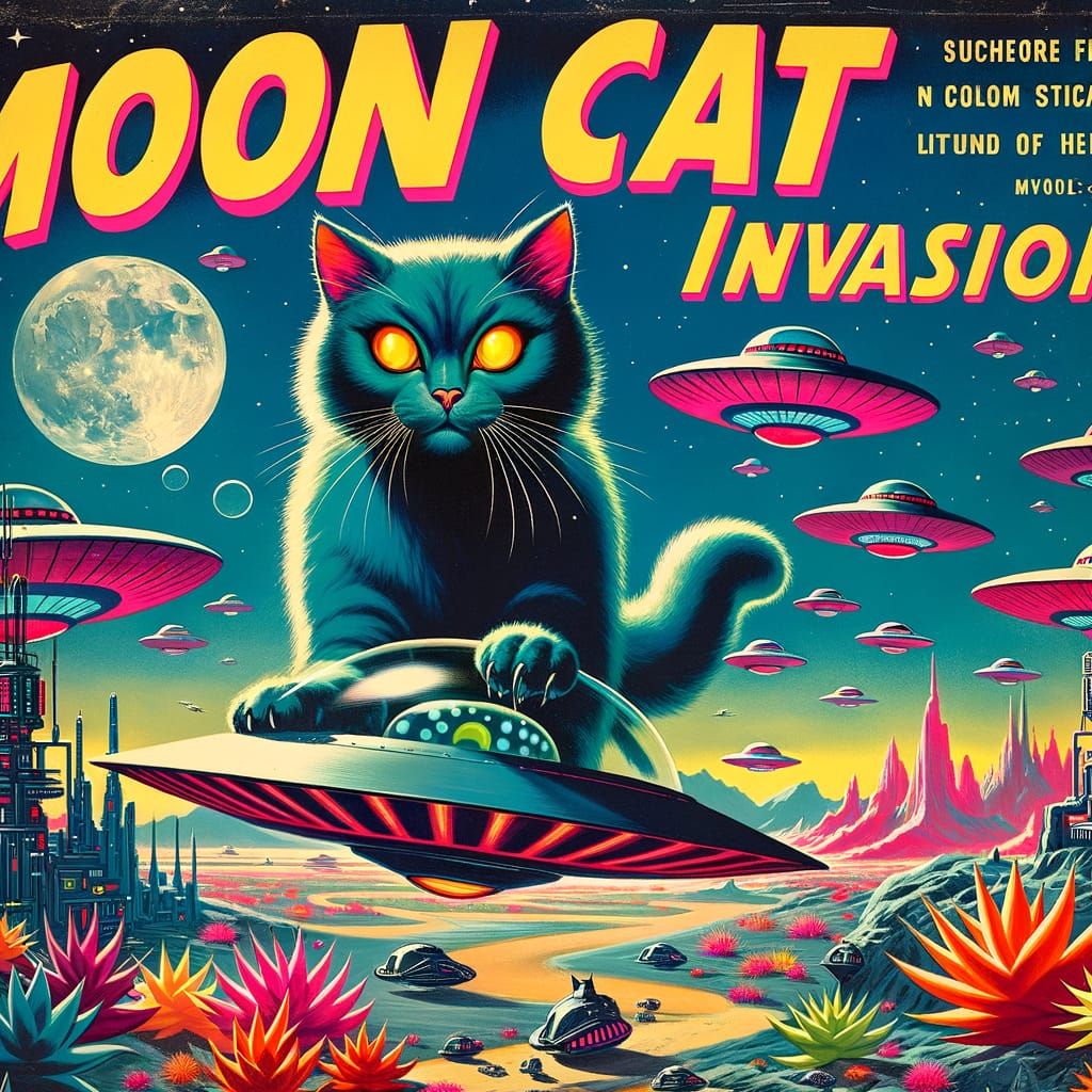 Moon Cat Invasion: Vintage Pulp Science Fiction