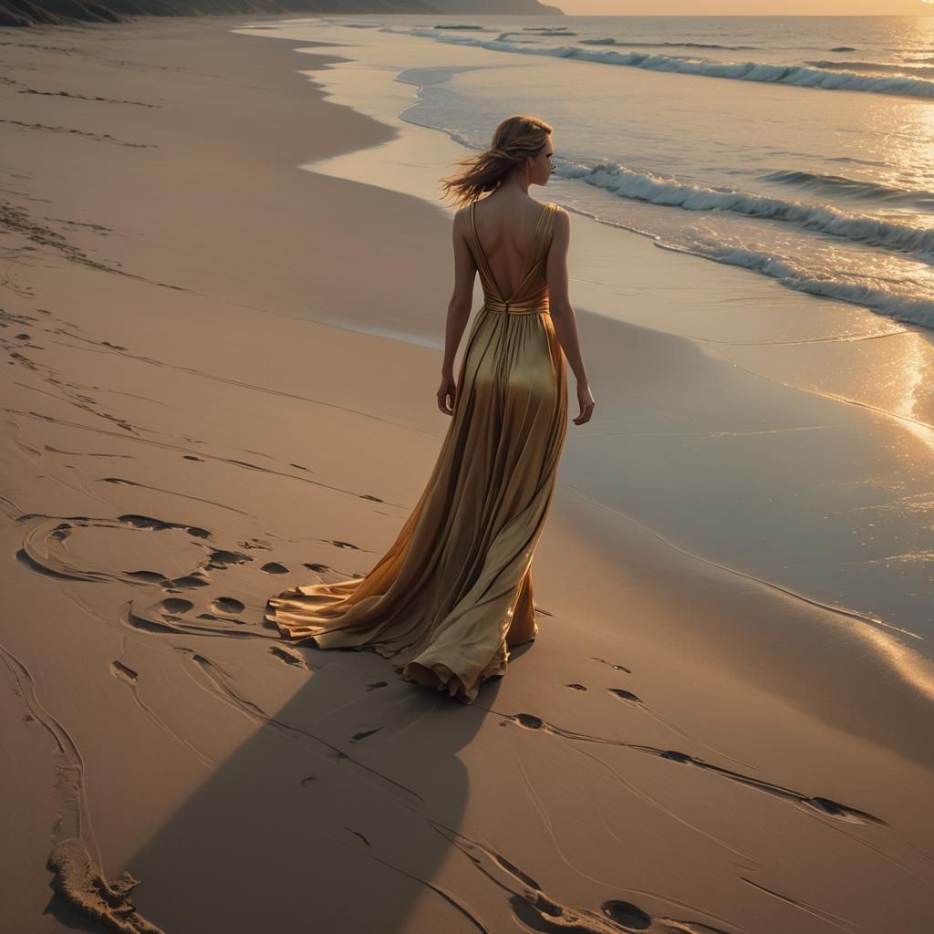 Girl in Gown at Sunset: Digital Matte Painting