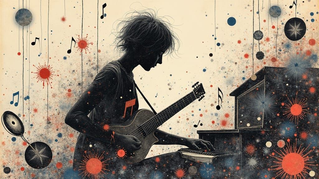 Surreal Tactile Music in Mixed Media Style