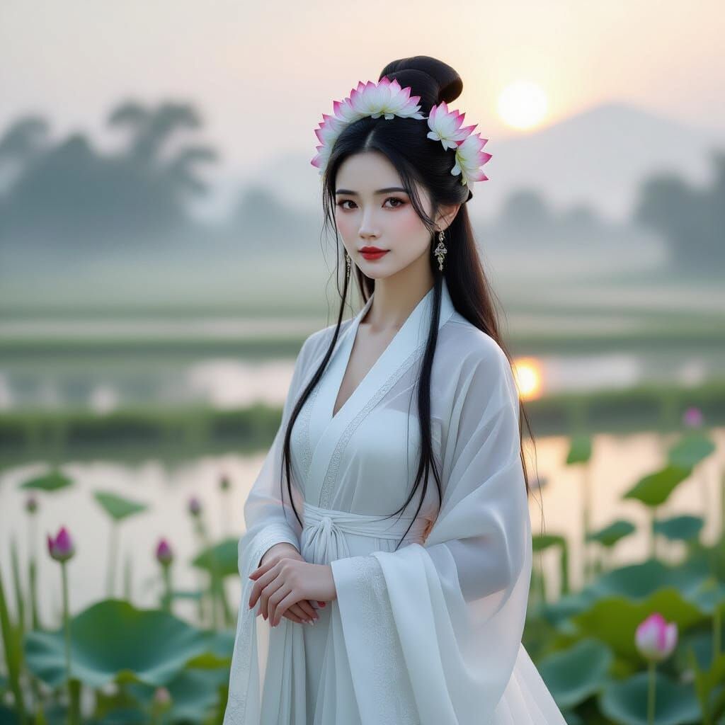 Vietnamese Woman in Rice Paddy: Inspired by Classical Art